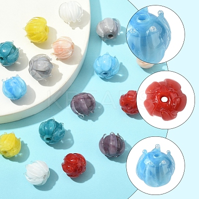 16Pcs 8 Colors Handmade Lampwork Beads LAMP-FS0001-25-1