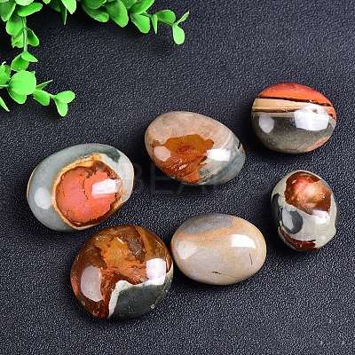 Natural Ocean Jasper Oval Palm Stone Reiki Polished Healing Pocket Worry Stone Crystal for Anxiety Stress Relief Therapy PW-WGFDB78-01-1