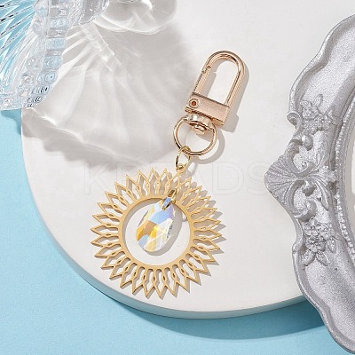Flower 201 Stainless Steel Pendant Decorations HJEW-TA00153-1