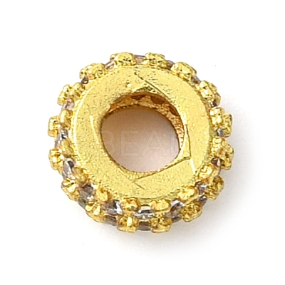 Rack Plating Brass Clear Cubic Zirconia European Beads KK-G501-06B-G-1