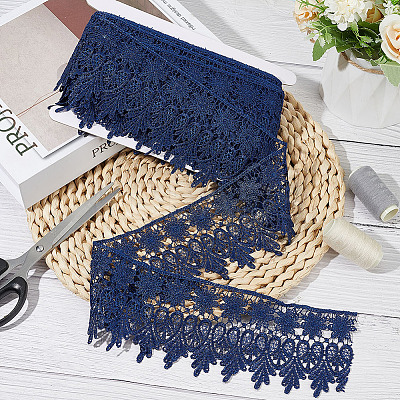 7.5 Yards Polyester Flower Lace Ribbon DIY-GO0001-77-1