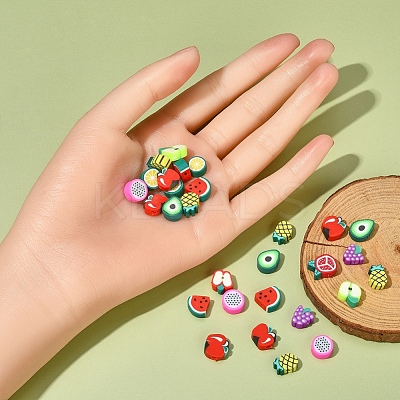 100Pcs 10 Style Handmade Polymer Clay Beads Set CLAY-YW0001-55-1