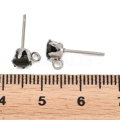 304 Stainless Steel Micro Pave Cubic Zirconia Stud Earring Findings STAS-H240-56P-11-1