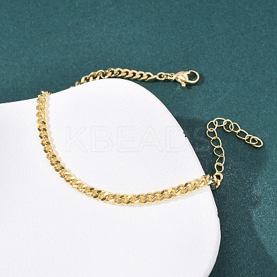 Brass Curb Chain Bracelets for Women BJEW-C140-15G-1
