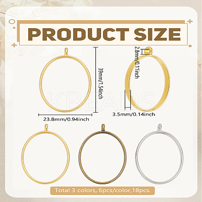 18Pcs 3 Colors Rack Plating Alloy Open Back Bezel Pendants FIND-LP0004-73-1