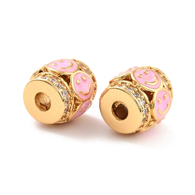 Real 18K Gold Plated Brass Micro Pave Clear Cubic Zirconia Beads ZIRC-Z023-07-1