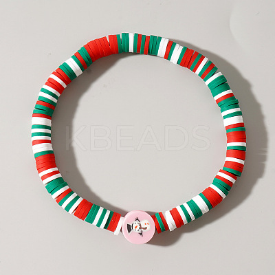 Christmas Polymer Clay Heishi & Acrylic Beads Stretch Bracelets for Women MC0425-6-1