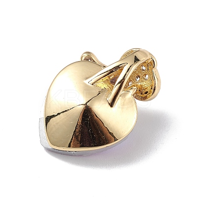 Real 18K Gold Plated Rack Plating Brass Micro Pave Clear Cubic Zirconia Pendants KK-C015-09G-07-1
