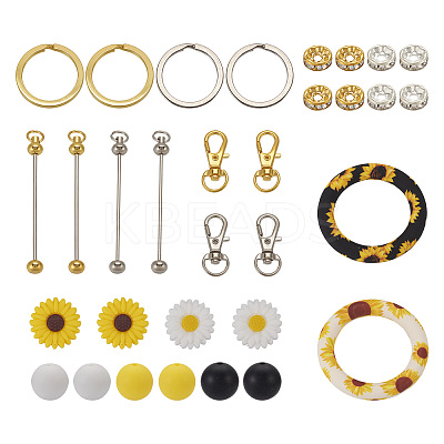 DIY Sunflower Iron Beadable Bar Keychain Making Kits DIY-TA0010-21-1