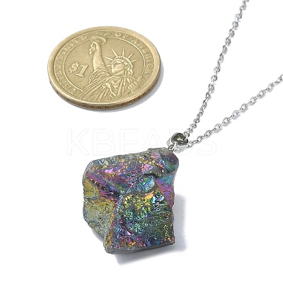 Natural Quartz Crystal Nugget Pendant Necklace with 304 Stainless Steel Chains NJEW-JN04385-02-1