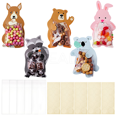 5 Sets 5 Styles Transparent Plastic Cookie Bag ABAG-BC0001-41-1