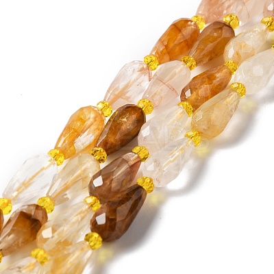 Natural Yellow Hematoid Quartz/Golden Healer Quartz Beads Strands G-B028-A08-1