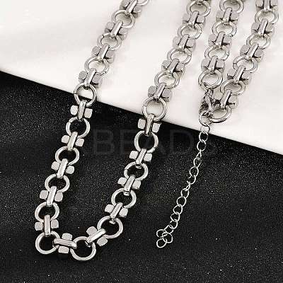 304 Stainless Steel Ring Link Chain Necklaces NJEW-H072-02A-P-1
