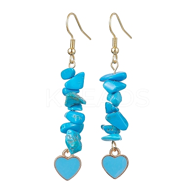Natural & Synthetic Mixed Gemstone Chips Dangle Earrings EJEW-JE05645-1