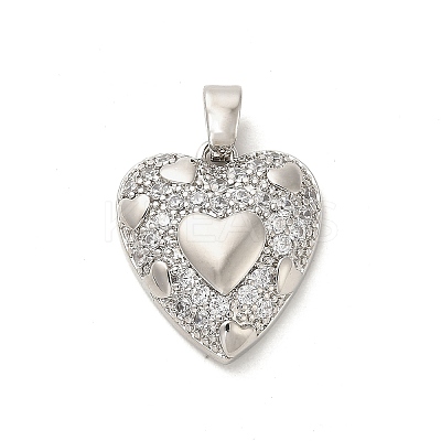 Rack Plating Brass Micro Pave Clear Cubic Zirconia Pendants KK-M276-05P-1