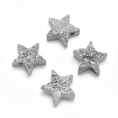 Electroplate Natural Druzy Quartz Charms G-P382-I05-1