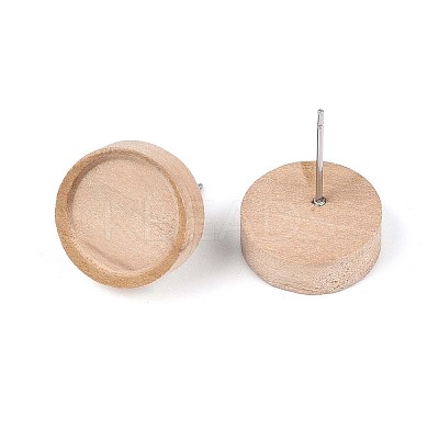 Natural Maple Wood Stud Earring Findings with 316 Stainless Steel Pin WOOD-N016-02-1