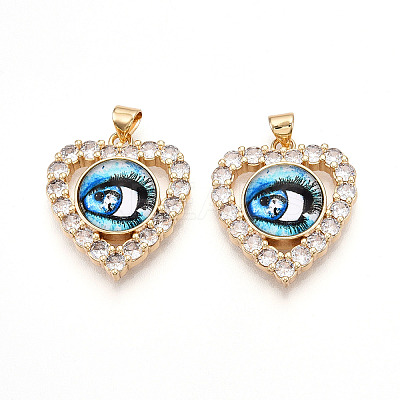 Brass Micro Pave Clear Cubic Zirconia Pendants for Women KK-T070-93A-04-1