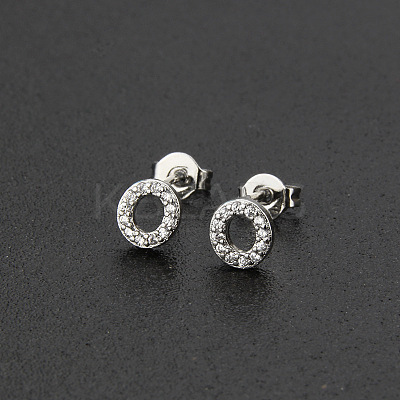 Brass Micro Pave Clear Cubic Zirconia Stud Earrings FS-WGC2F12-15-1