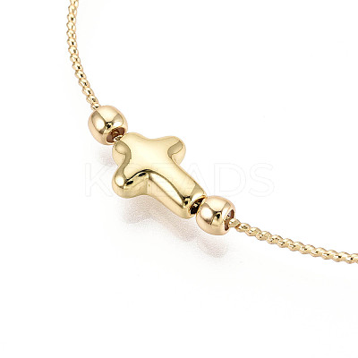 Adjustable Brass Beaded Slider Bracelets for Women BJEW-T022-20G-1