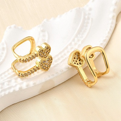 Brass Micro Pave Clear Cubic Zirconia Cuff Earrings EJEW-K309-02G-1