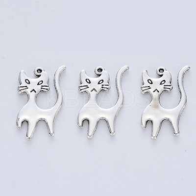 Tibetan Style Alloy Kitten Pendants X-TIBE-R316-067AS-RS-1
