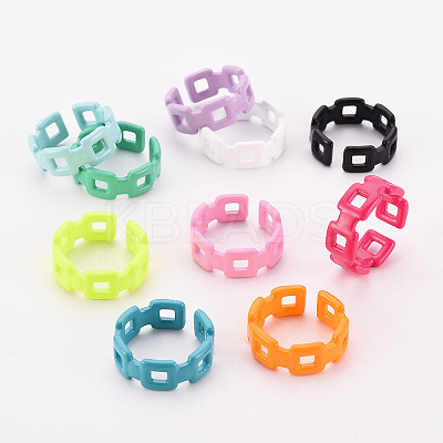 Spray Painted Brass Cuff Rings RJEW-S045-111-NR-1