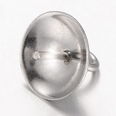 304 Stainless Steel Cup Pearl Peg Bails Pin Pendants STAS-L143-01-1