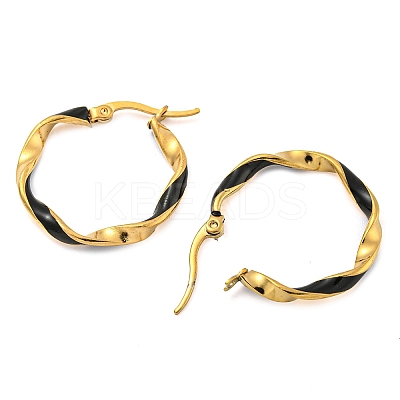 202 Stainless Steel Enamel Twist Hoop Earring EJEW-H003-34G-1