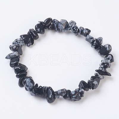 Natural Snowflake Obsidian Stretch Bracelets BJEW-JB03681-10-1