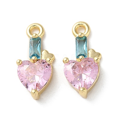 Brass Micro Pave Cubic Zirconia Charms KK-F872-22G-1