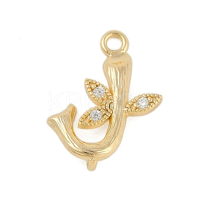 Brass Crystal Rhinestone Letter Links Connector Charms KK-S395-06G-J-1