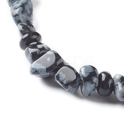 Natural Snowflake Obsidian Chip Beads Bracelet for Girl Women BJEW-JB06748-05-1