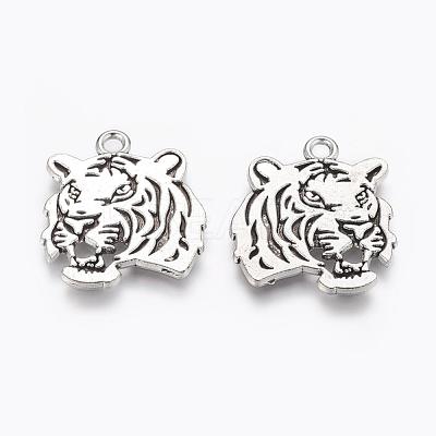 Tibetan Style Alloy Tiger Pendants X-TIBEP-Q043-298-RS-1