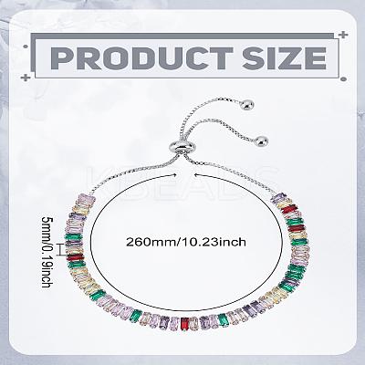 1Pc Brass Rhinestone Beads Slider Bracelets for Women BJEW-LP0002-29P-1