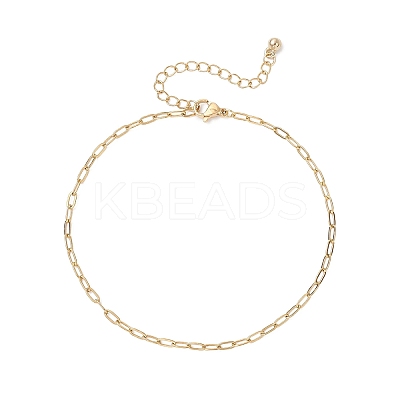 2.5MM 304 Stainless Steel Paperclip Chain Anklets AJEW-AN00749-1