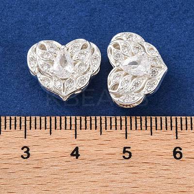 Brass Micro Pave Clear Cubic Zirconia Beads KK-S389-20S-1