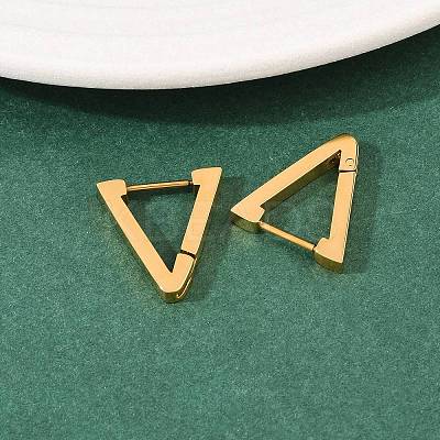 304 Stainless Steel Triangle Hoop Earrings EJEW-P324-01G-1