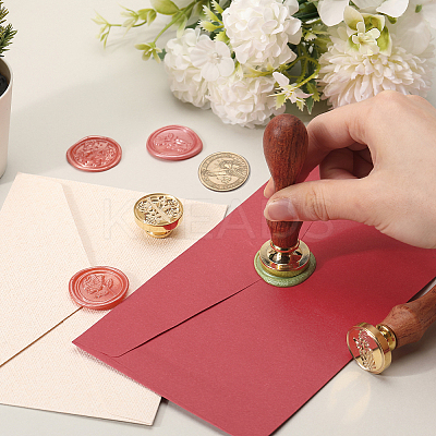 3Pcs 3 Styles Golden Plated Wax Seal Brass Stamp Head AJEW-CP0007-52B-1