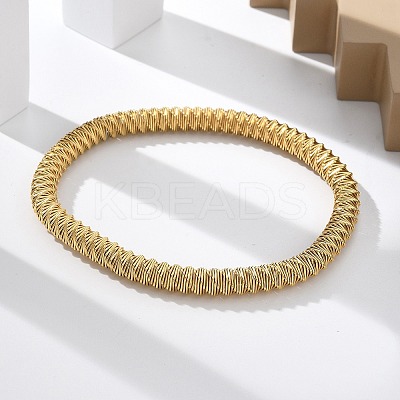 304 Stainless Steel Stretch Bangles for Women BJEW-P315-02G-G-1