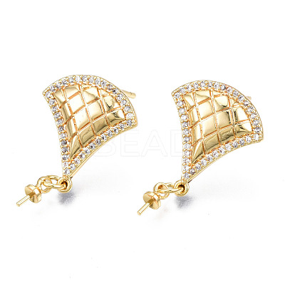 Brass Micro Pave Cubic Zirconia Stud Earring Findings KK-N233-137-1