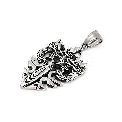 304 Stainless Steel Big Pendants STAS-F310-20AS-1