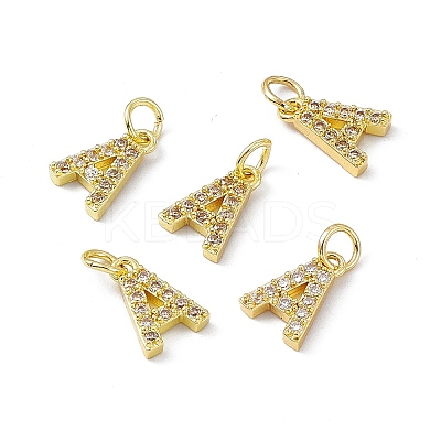 Real 18K Gold Plated Brass Micro Pave Clear Cubic Zirconia Charms KK-E068-VB452-A-1