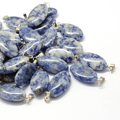 Horse Eye Natural Blue Spot Jasper Pendants G-Q363-16-1
