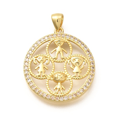 Rack Plating Brass Micro Pave Cubic Zirconia Pendants KK-L226-021G-1