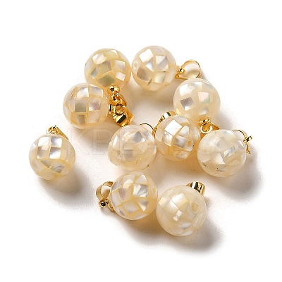 Natural White Shell Dyed Round Charms SSHEL-H071-01G-03-1