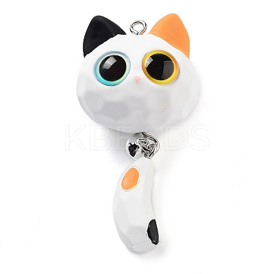 Opaque Resin Kitten Bell Big Pendants LS-RESI-A032-01P-03-1