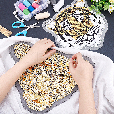 2Pcs 2 Style  Computerized Embroidery Cloth Sew on Patches DIY-FG0003-60-1