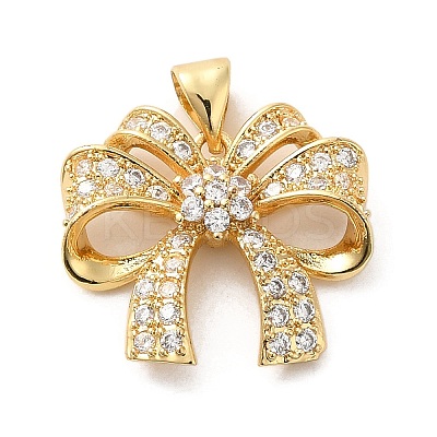 Rack Plating Brass Micro Pave Clear Cubic Zirconia Pendants KK-A206-05L-G-1