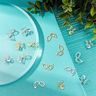 16Pcs 4 Style 201 Stainless Steel Charms STAS-DC0006-17-1